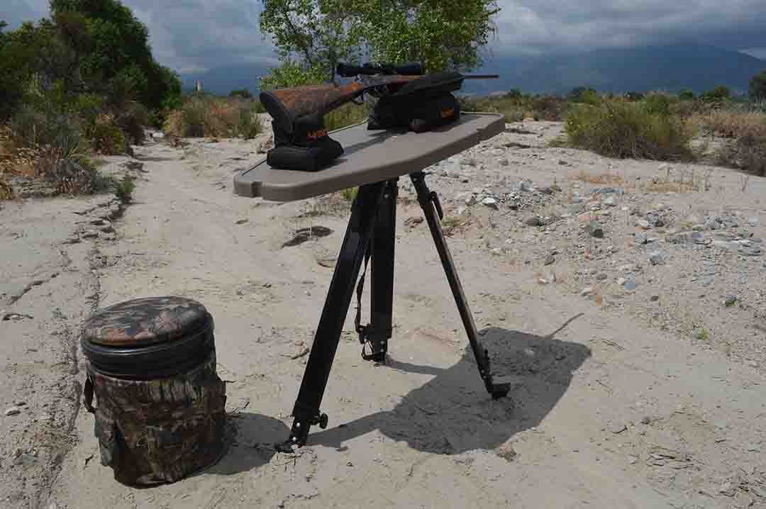 The MTM High-Low Shooting Table gives the hunter/shooter a very portable, stable shooting table that can be adjusted from 18 to 55 inches in height.